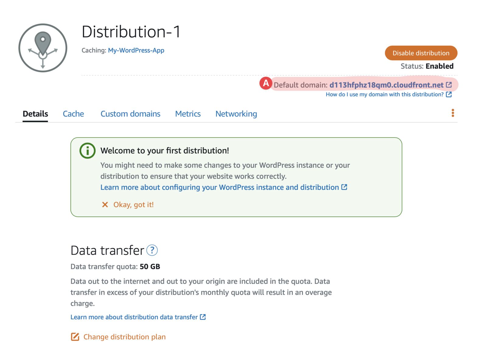 Amazon Lightsail CDN Cloudfront Distribution 