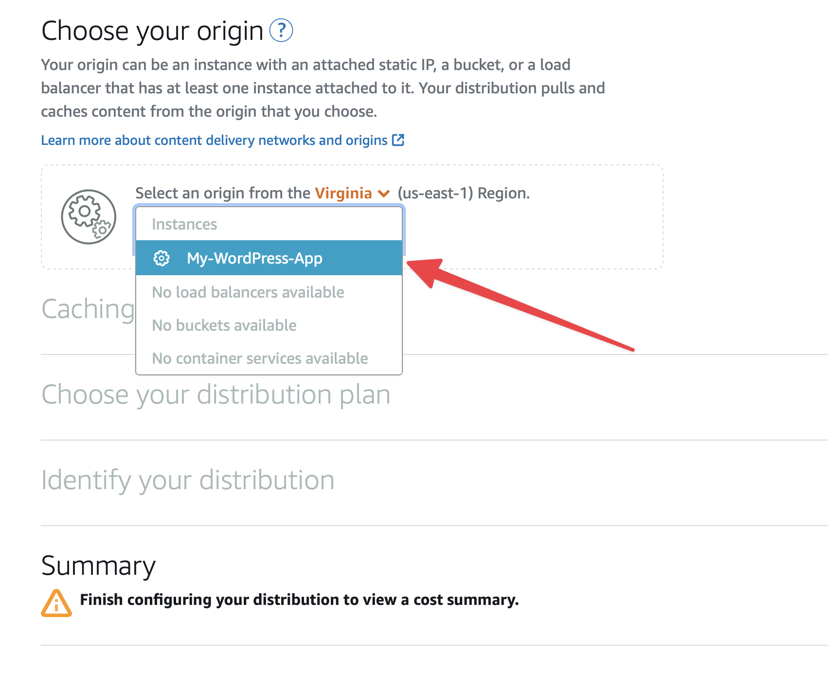 Amazon Lightsail CDN Distribution Origin