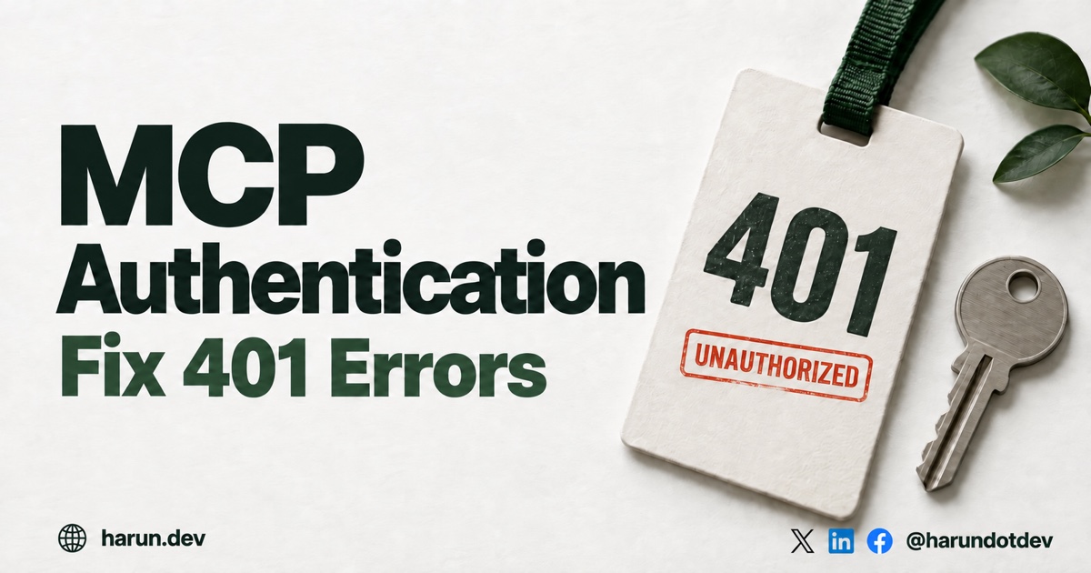 MCP Authentication: Fix 401 Errors, with a rejected access card and key.