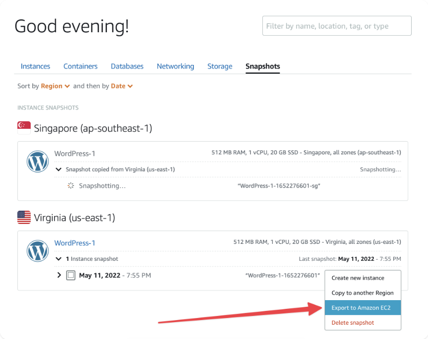 Export to Amazon EC2